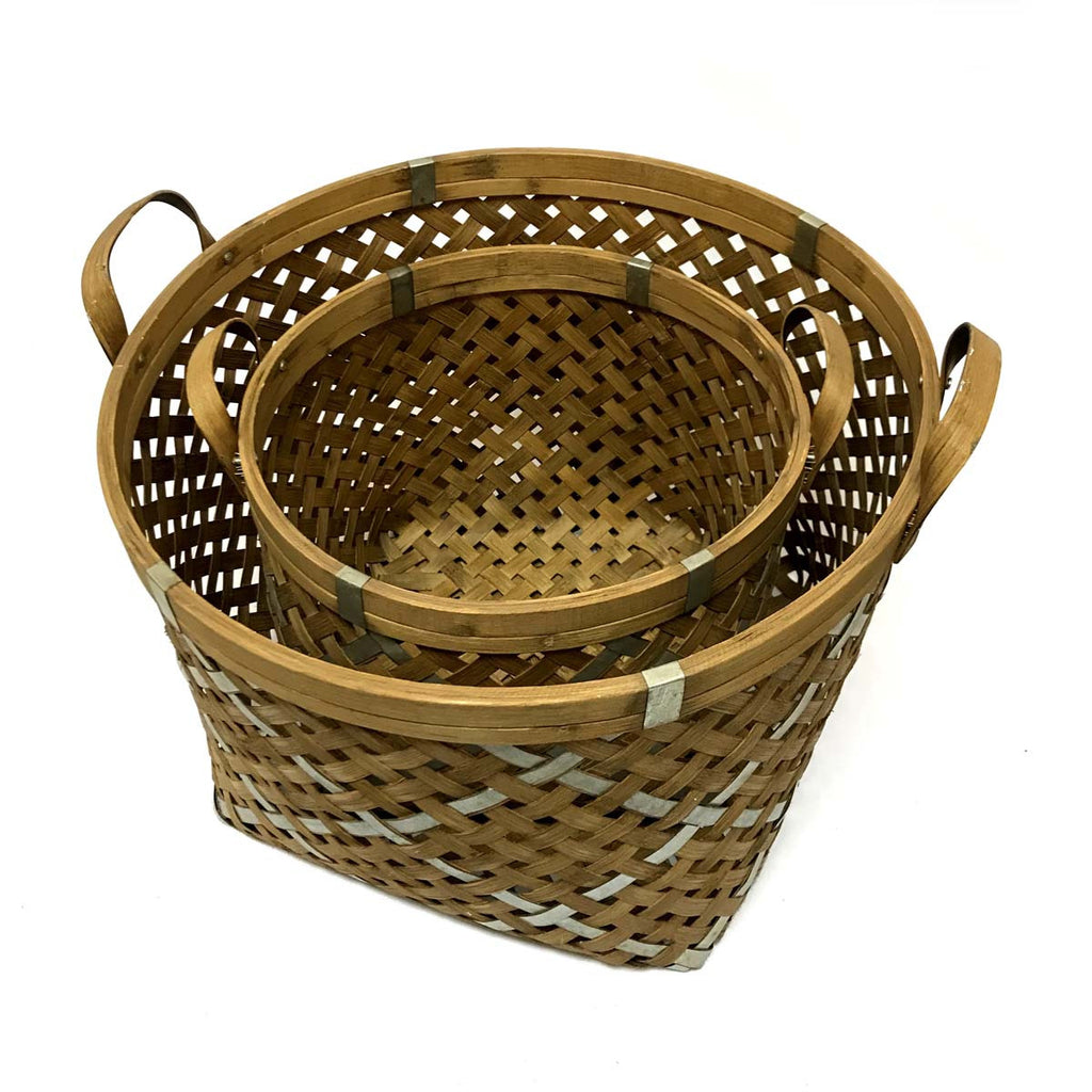 Bamboo Nesting Round Baskets - Set of 2