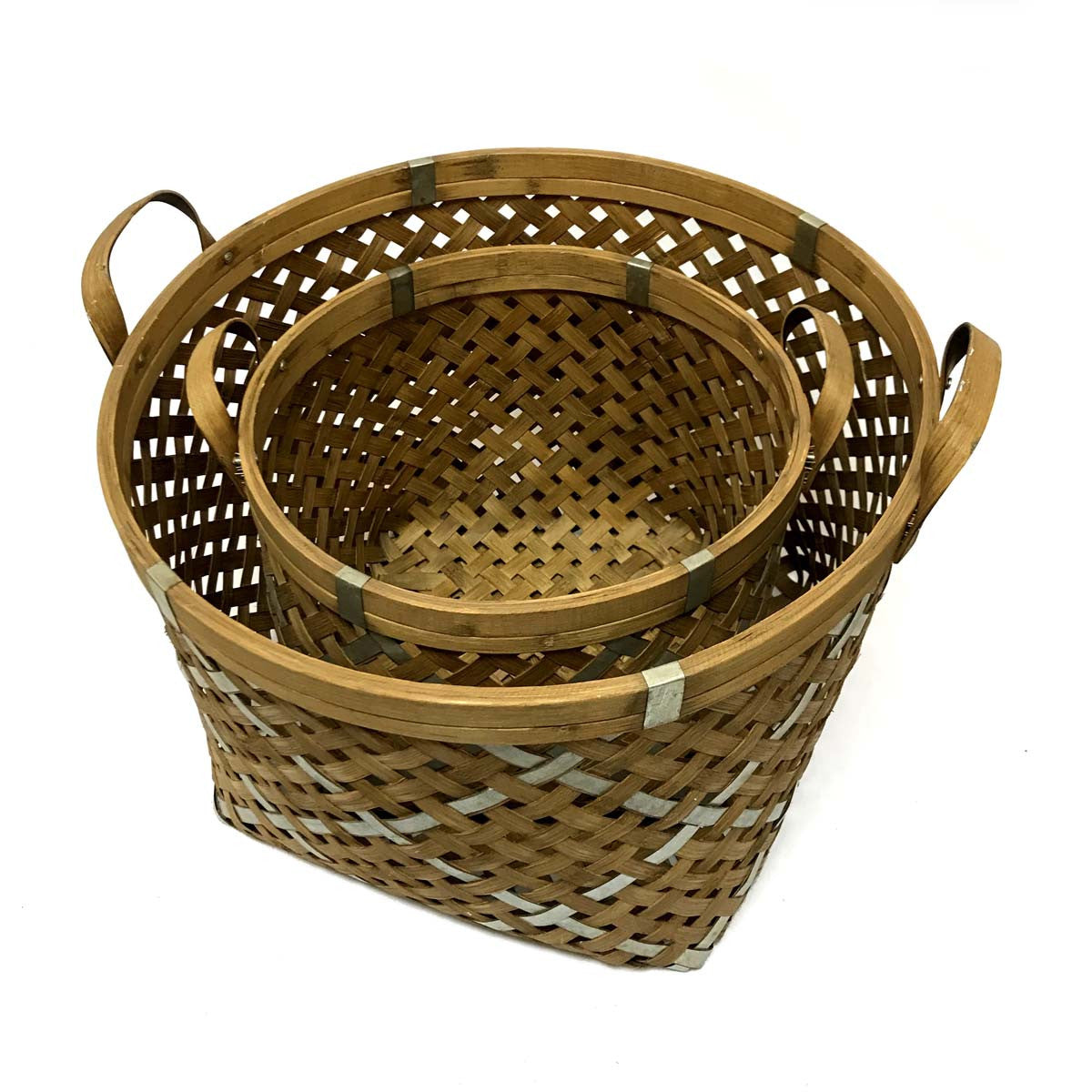 Bamboo Nesting Round Baskets - Set of 2