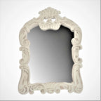 Whitewashed Mango Carved Vanity Mirror