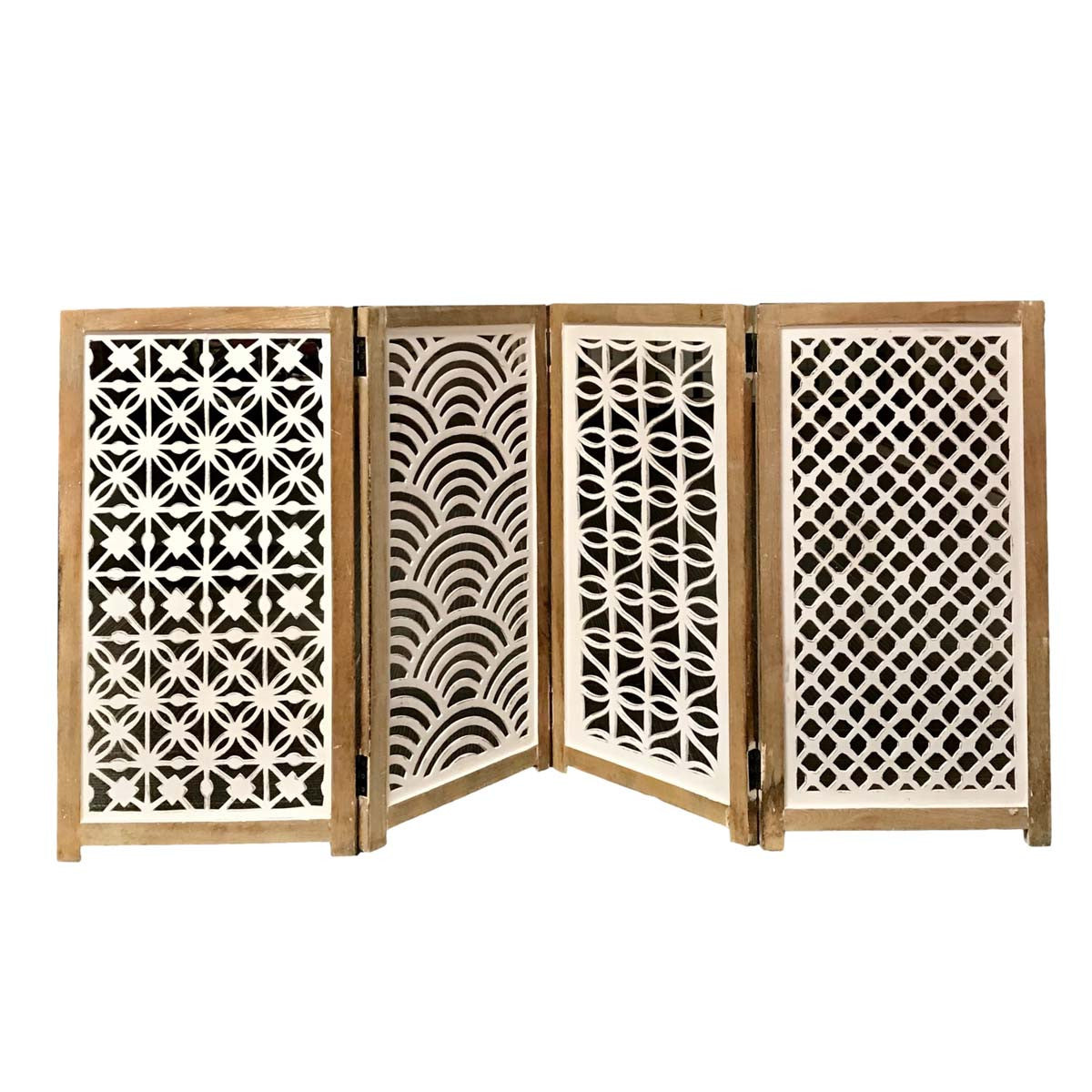 Whitewashed Carved Wood Screen