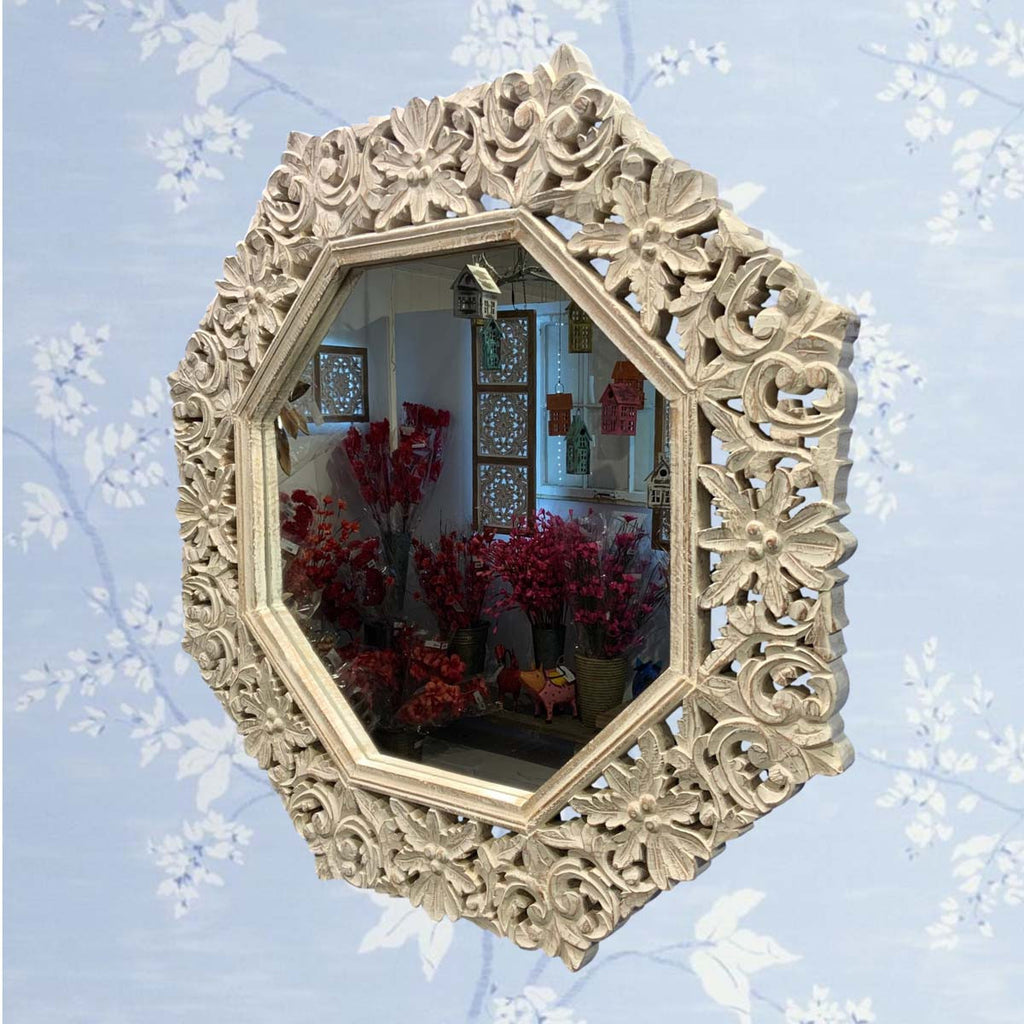 Seaside Floral Whitewashed Mirror