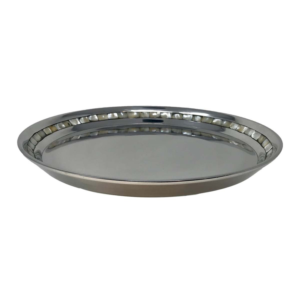 Pearly Aluminum Round Serving Tray
