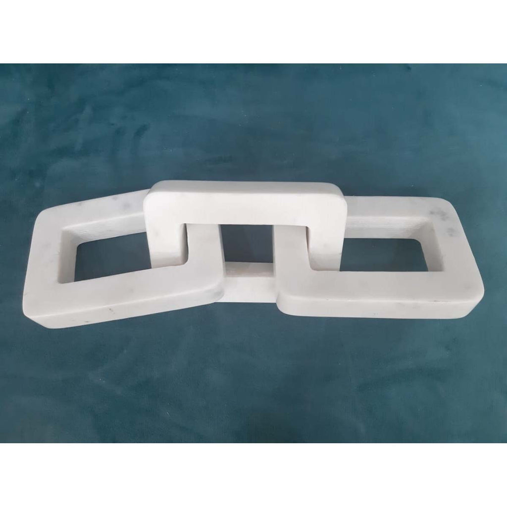 Marble Square Cornered Chain Trio - White