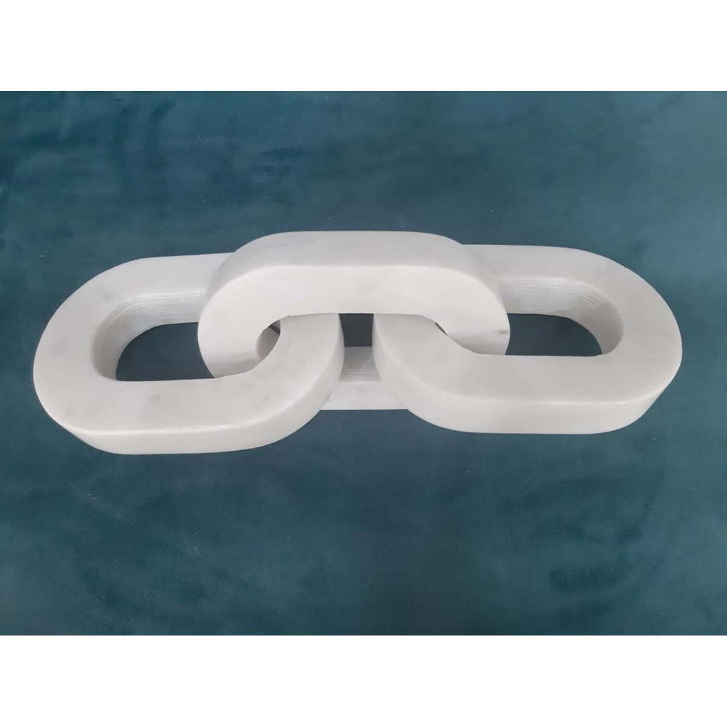 Marble Oval Cornered Chain Trio - White