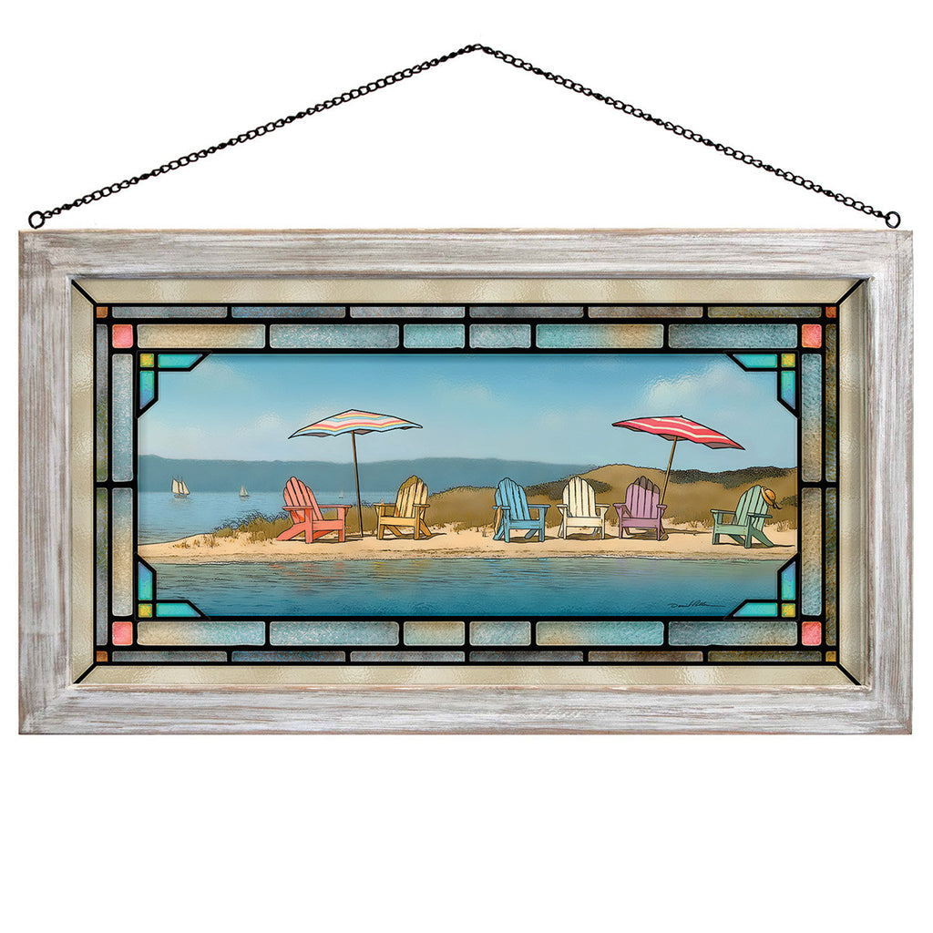 Summer Colors Stained Glass Art with White Frame