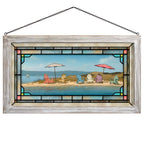 Summer Colors Stained Glass Art with White Frame