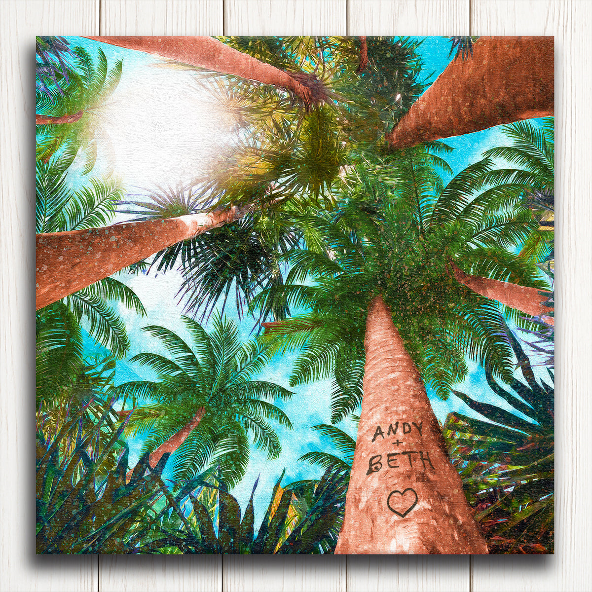 Palm Canopy Personalized Stretched Canvas Art