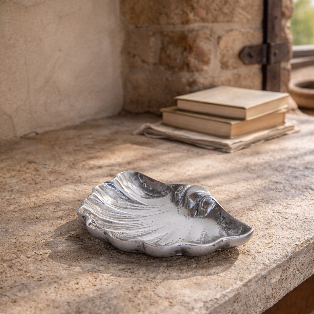 Baroque Pewter Shell Tray I