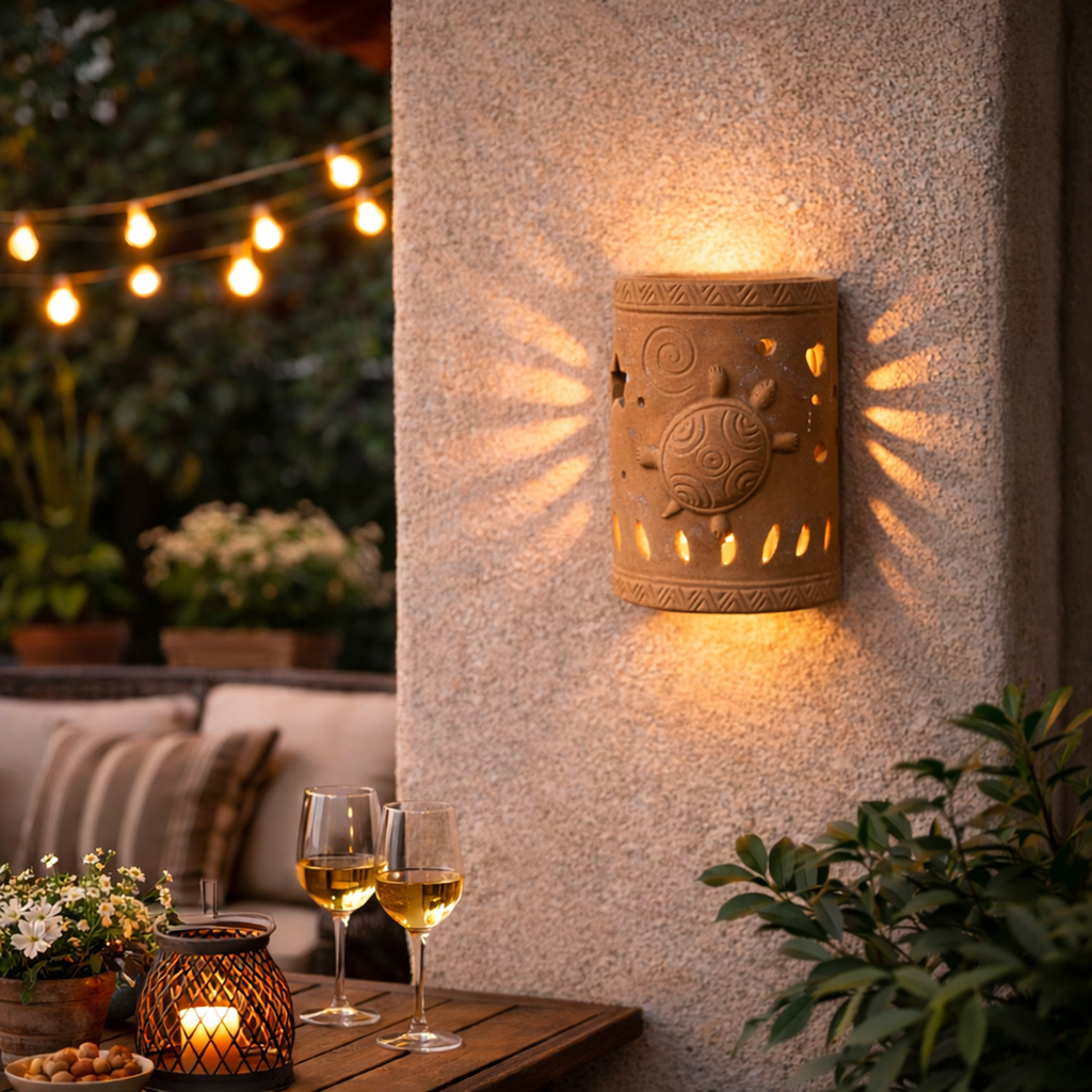 Heritage Clay Natural Light Cover with Turtle
