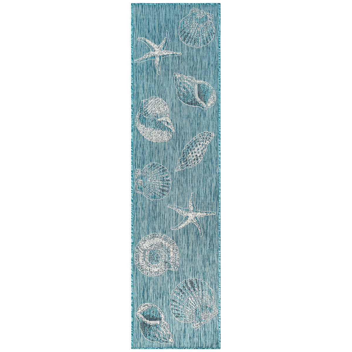 Antigua Shells Aqua Indoor/Outdoor Rug - 2 x 8