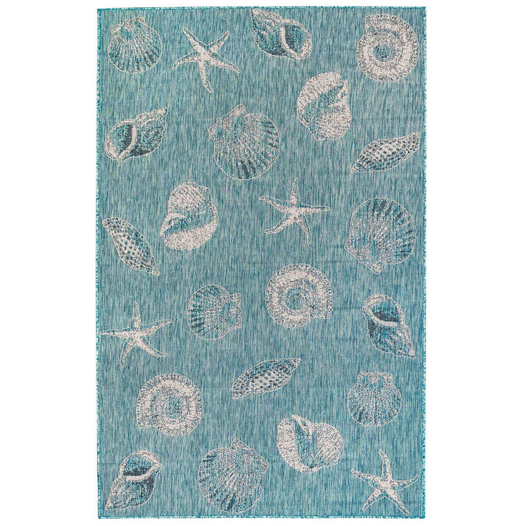 Antigua Shells Aqua Indoor/Outdoor Rug - 7 x 9