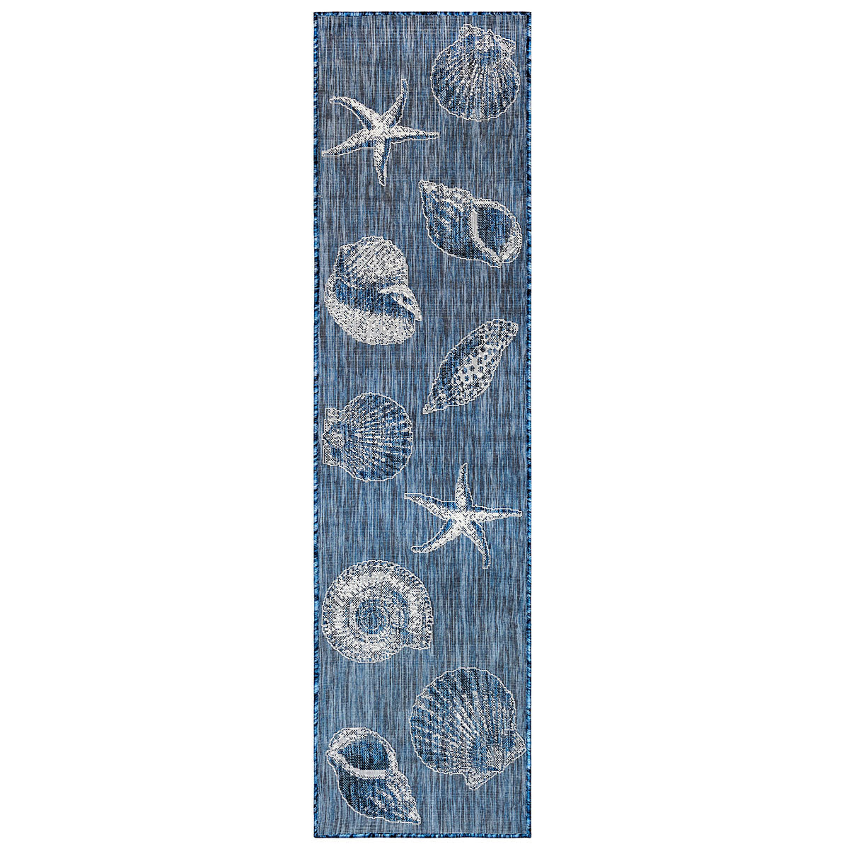 Antigua Shells Navy Indoor/Outdoor Rug - 2 x 8