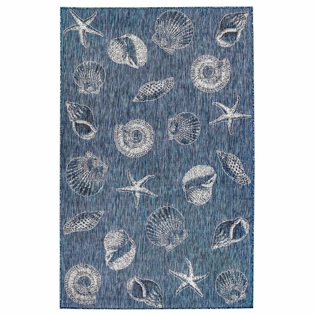 Varkala Shell Rug Antigua Shells Navy Indoor/Outdoor Rug - 5 x 8 | Bella Coastal Decor