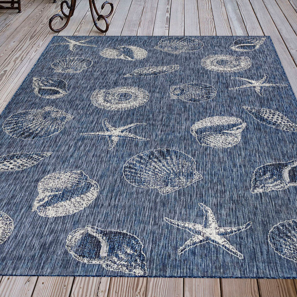 Antigua Shells Navy Indoor/Outdoor Rug - 7 x 9