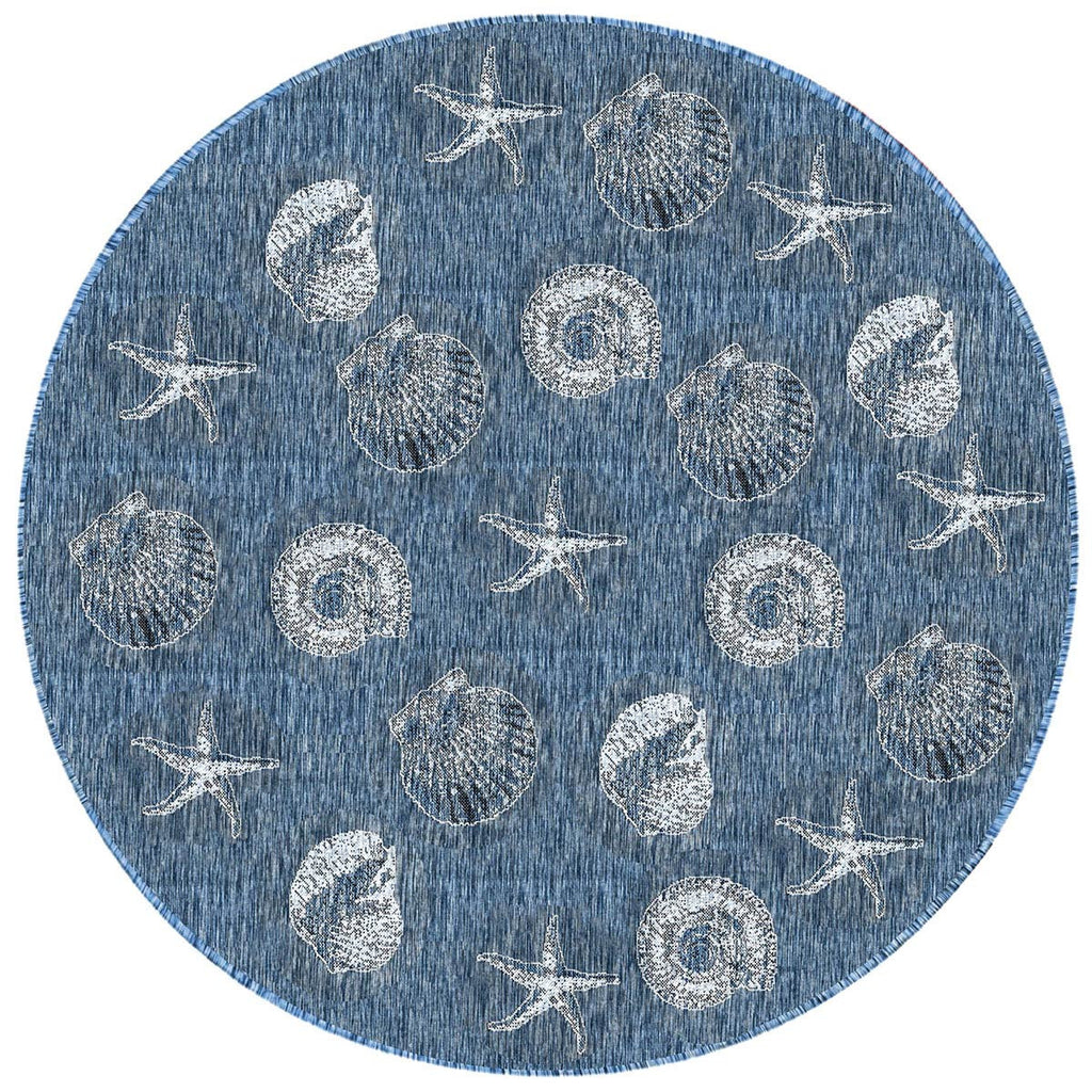 Antigua Shells Navy Indoor/Outdoor Rug - 8 Ft. Round - OUT OF STOCK UNTIL 10/20/2026