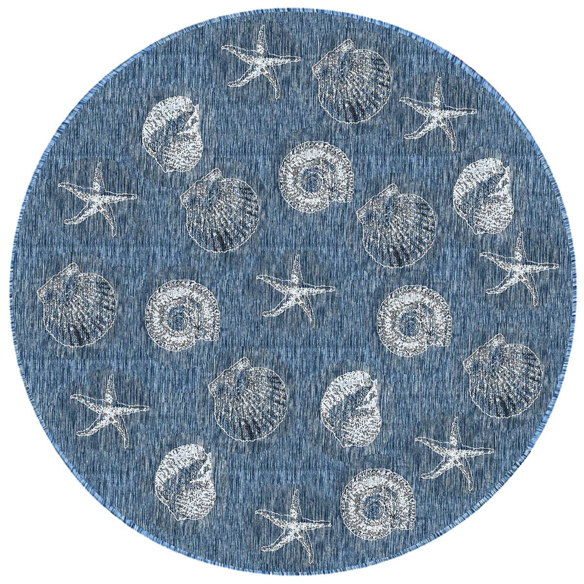 Antigua Shells Navy Indoor/Outdoor Rug - 8 Ft. Round - OUT OF STOCK UNTIL 10/20/2026
