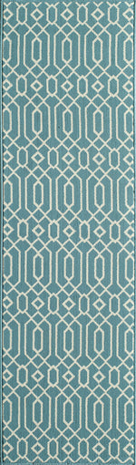 Baja Diamond Geo Blue Rug - 2 x 8