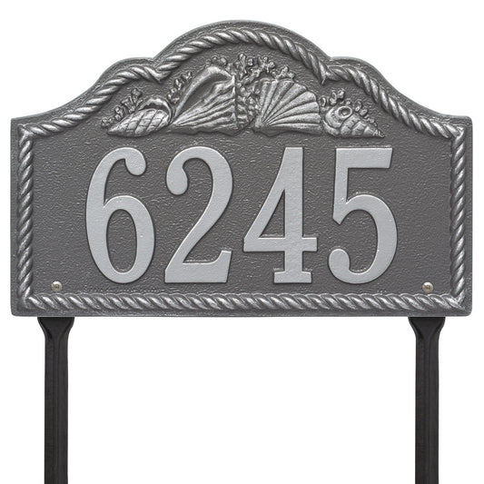 Rope and Shell Lawn Address Plaque - Pewter Silver