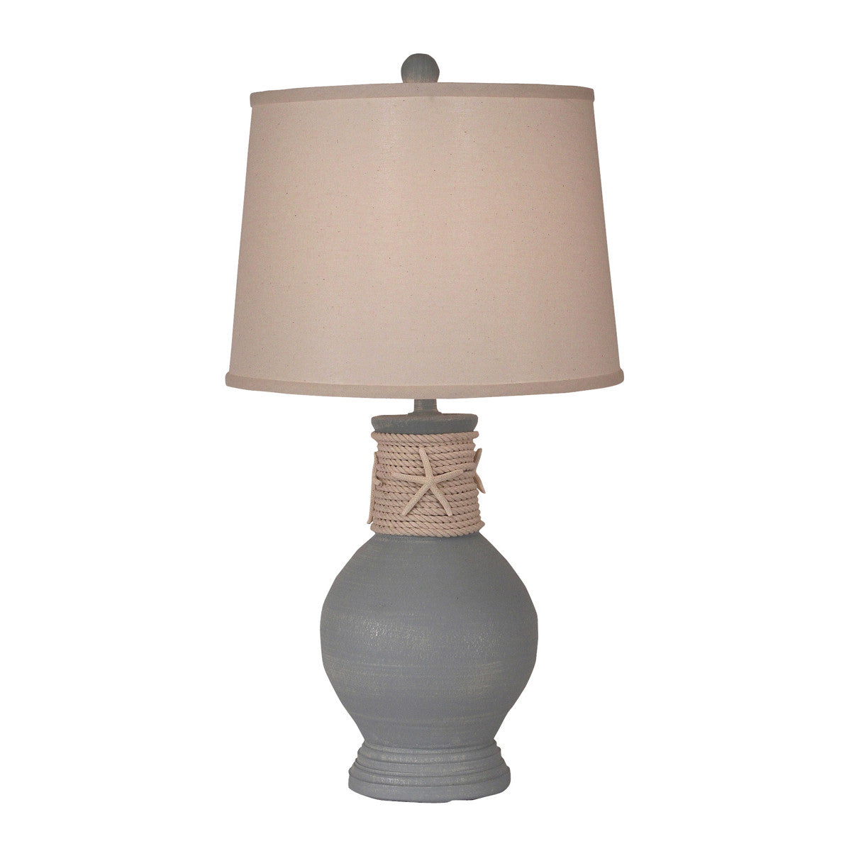 Weathered Seaside Villa Round Pot w/ Rope and Starfish Accent