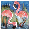 Mini Square Flamingos Duo Metal Wall Art