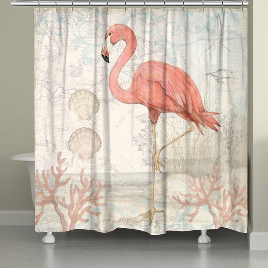 Flamingo Shells Shower Curtain