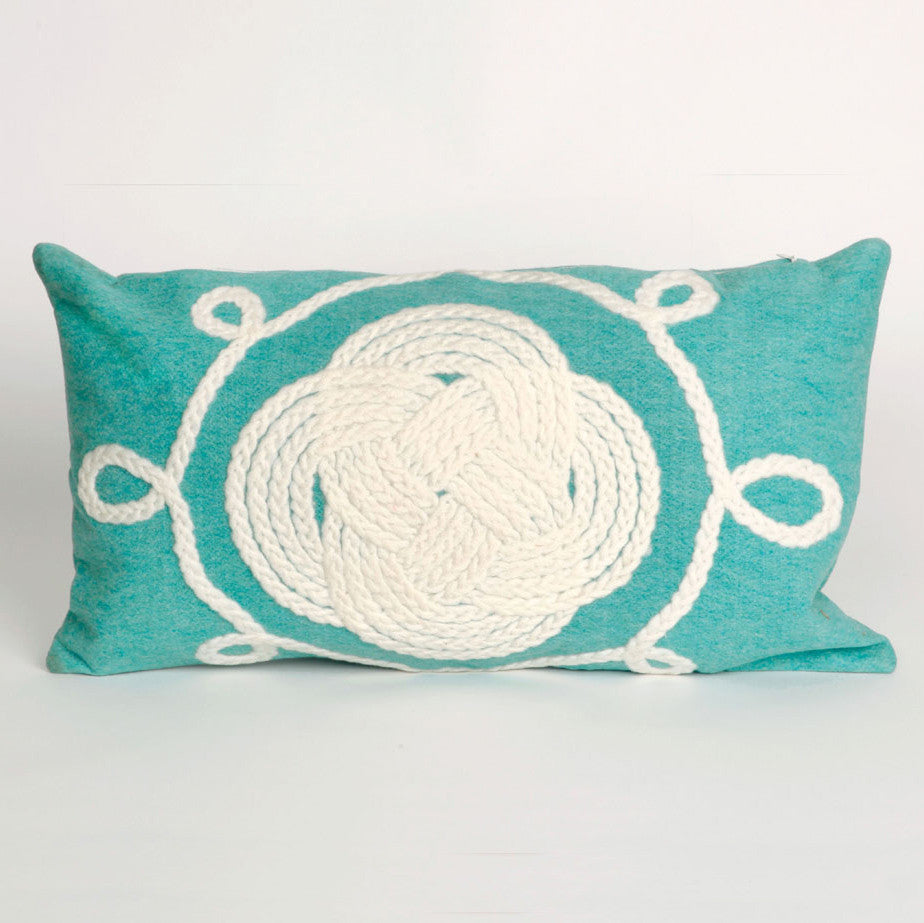 Ornamental Knot Aqua Pillow - 12 x 20 - OUT OF STOCK UNTIL 08/13/2026