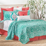 Serendipity Aqua Quilt Bed Set - Full/Queen