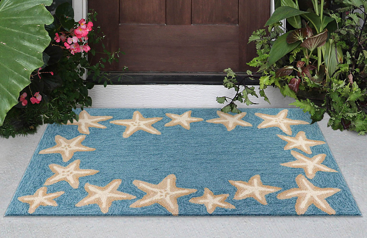 Carolina Starfish Aqua Indoor/Outdoor Rug - 2 x 3