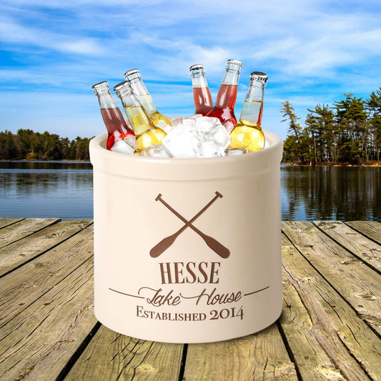 Oar Lake House Personalized Crock - Brown
