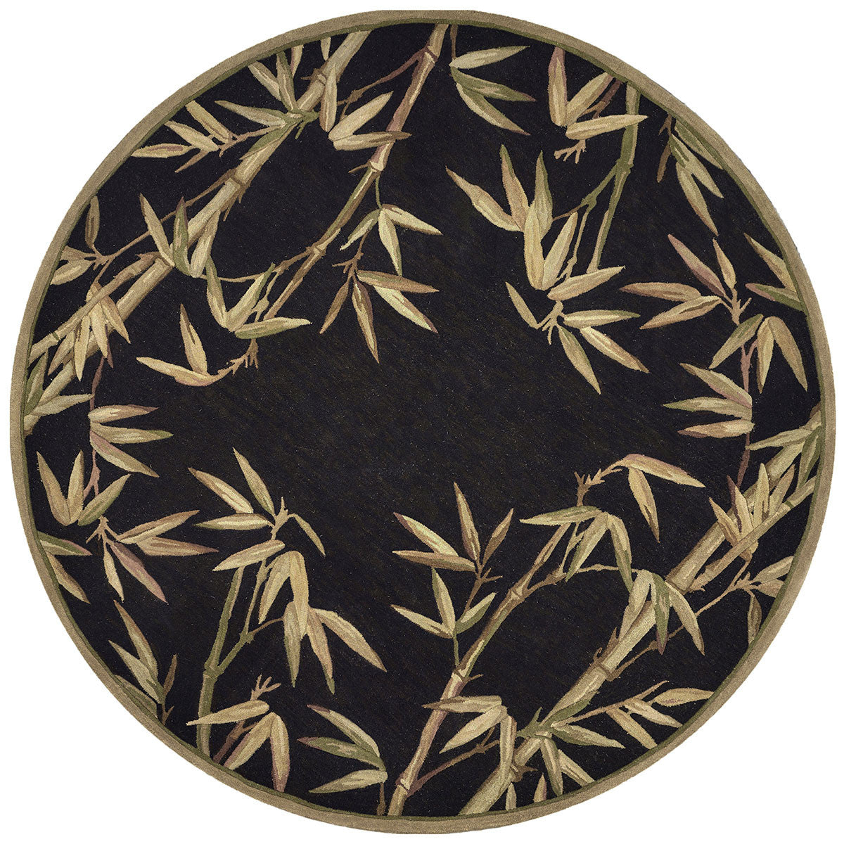 Sparta Black Bamboo Double Border Rug - 6 Ft Round