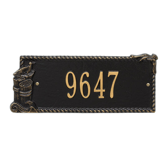 Seagull Rectangle House Number Plaque - Black and Gold