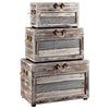 Ocean Treasure Wood Trunks - Set of 3