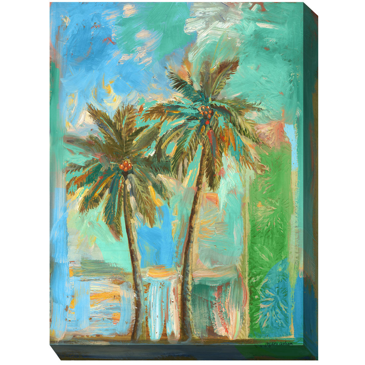 Twin Palms II  Outdoor Canvas Art