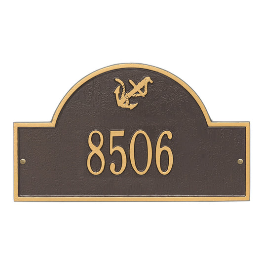 Anchor Arch House Number Plaque - Bronze & Gold