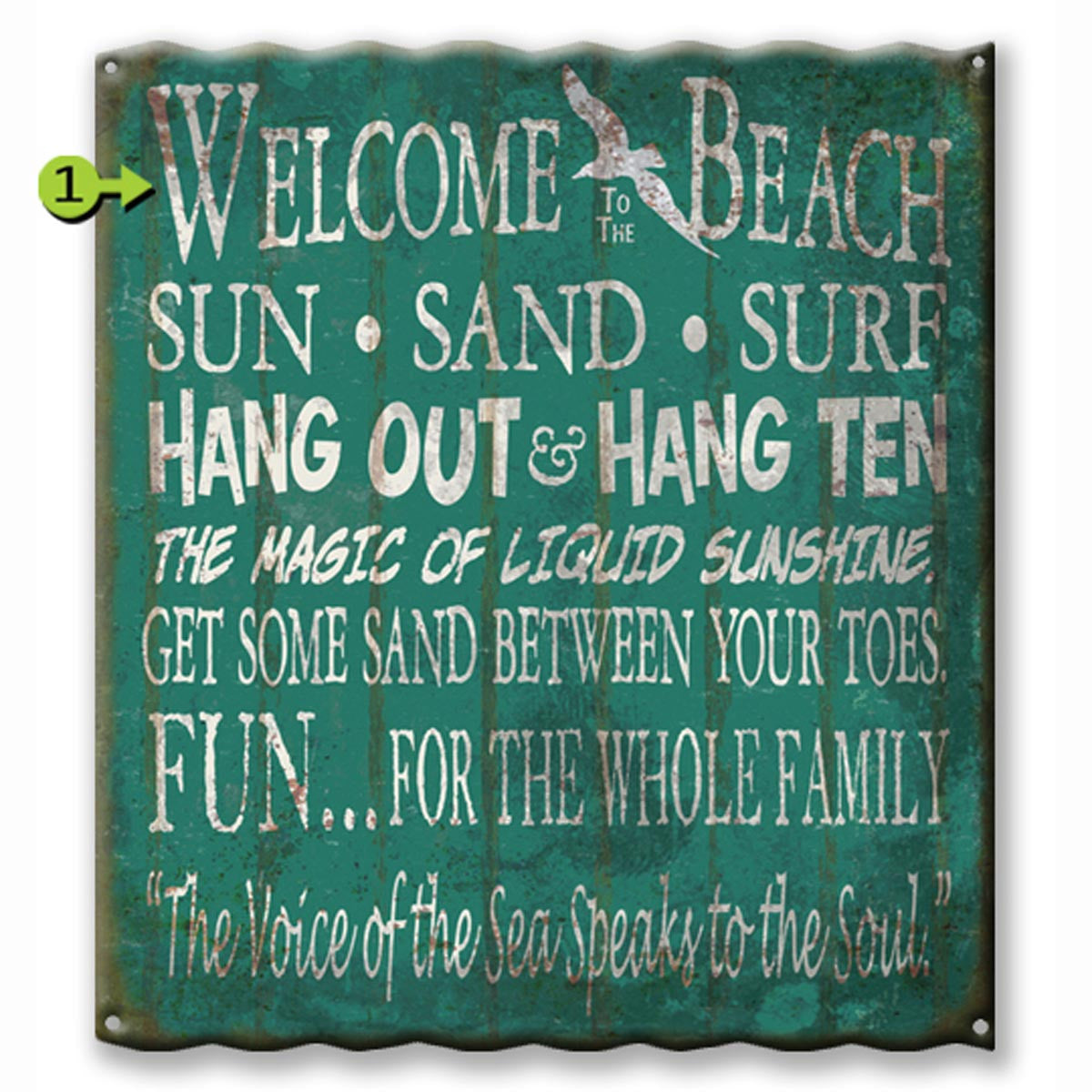 Sun Sand Surf Corrugated Metal Personalized Sign