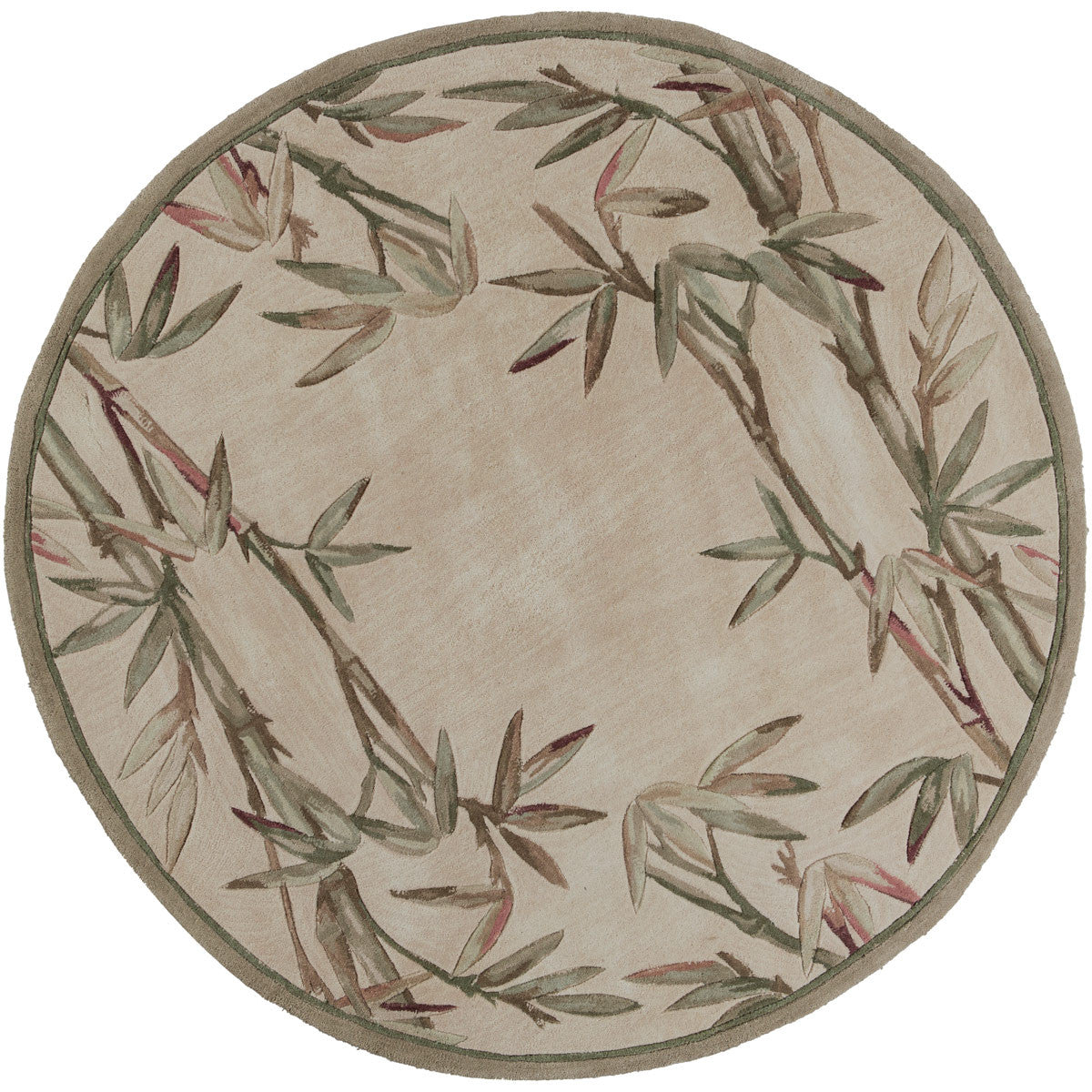 Sparta Ivory Bamboo Double Border Rug - 6 Ft Round - OUT OF STOCK UNTIL 10/21/2026