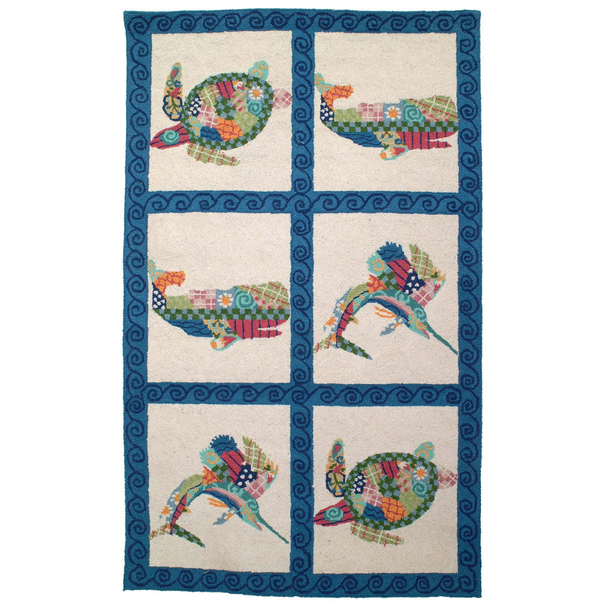 Patchwork Ocean Rug - 4 x 6