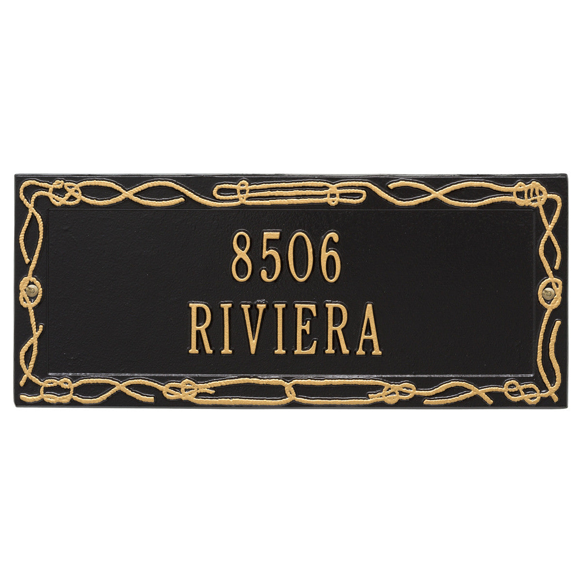 Sailor's Knot Address Plaque - Black & Gold