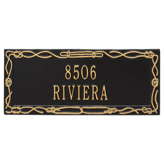 Sailor's Knot Address Plaque - Black & Gold