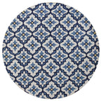 Harbor Ivory and Blue Mosaic Indoor/Outdoor Rug - 8 Ft Round - OUT OF STOCK UNTIL 08/07/2026
