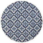 Harbor Ivory and Blue Mosaic Indoor/Outdoor Rug - 8 Ft Round - OUT OF STOCK UNTIL 08/07/2026