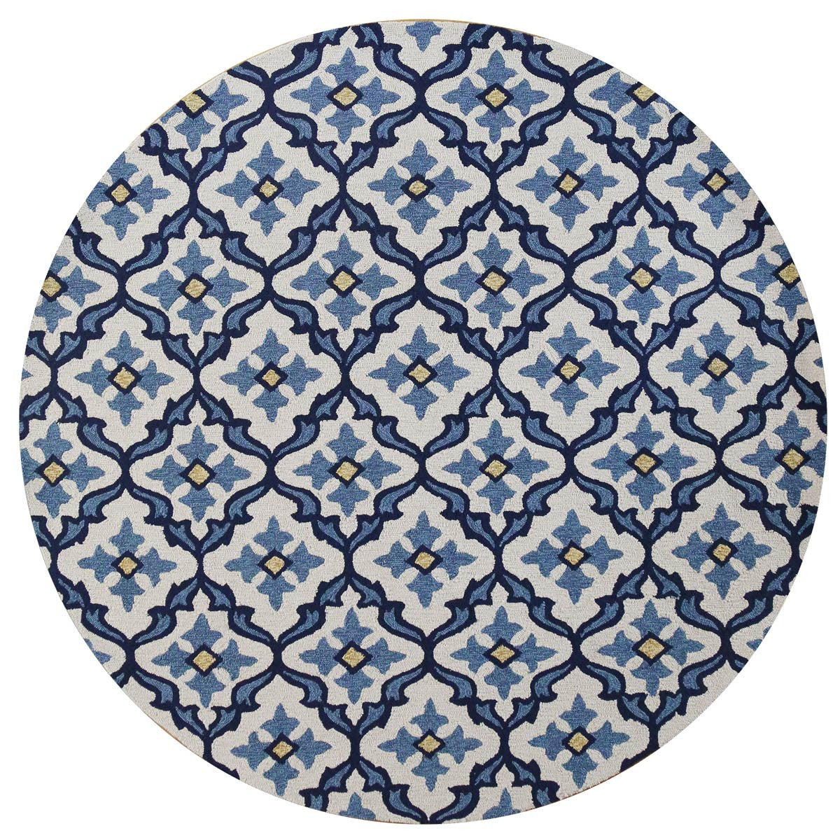 Harbor Ivory and Blue Mosaic Indoor/Outdoor Rug - 8 Ft Round - OUT OF STOCK UNTIL 08/07/2026