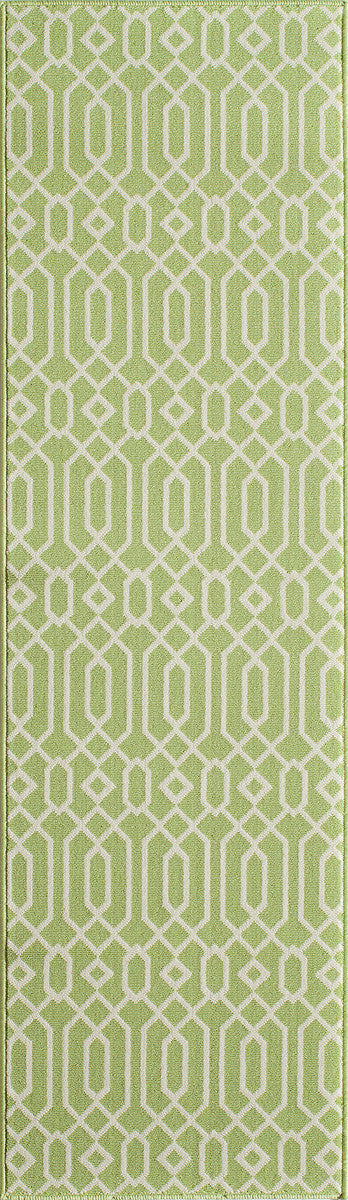 Baja Diamond Geo Green Rug - 2 x 8