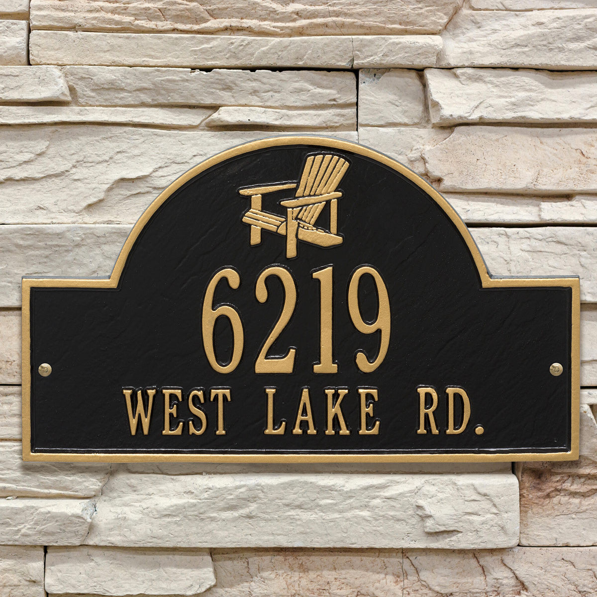 Black & Gold Personalized Adirondack Arch Plaque