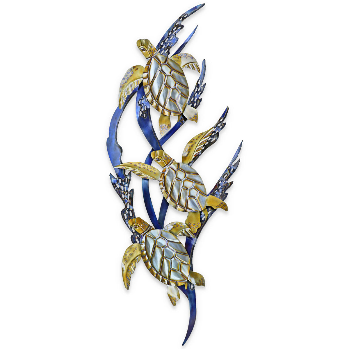 Sea Turtles at Play Metal Wall Art