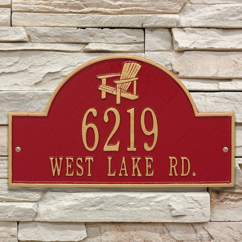 Red & Gold Personalized Adirondack Arch Plaque