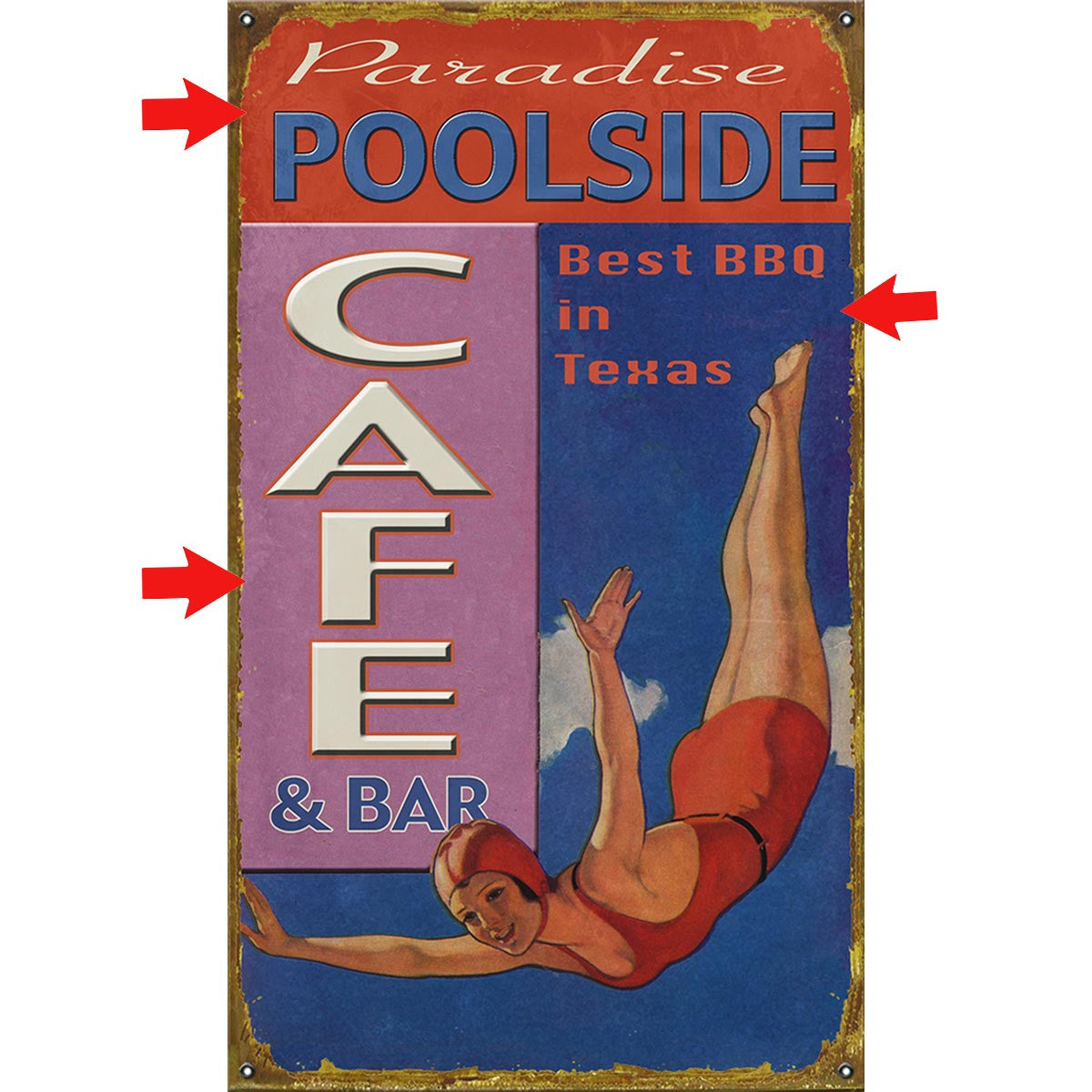 Poolside Cafe Personalized Sign - 14 x 24