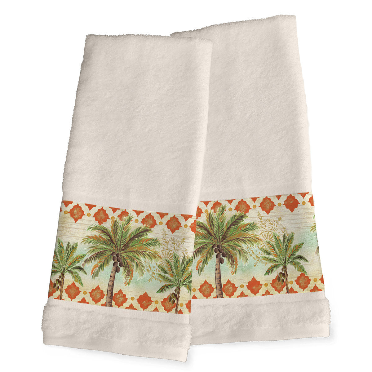 Palm Tile Hand Towels - Set of 2 - OUT OF STOCK UNTIL 09/09/2026