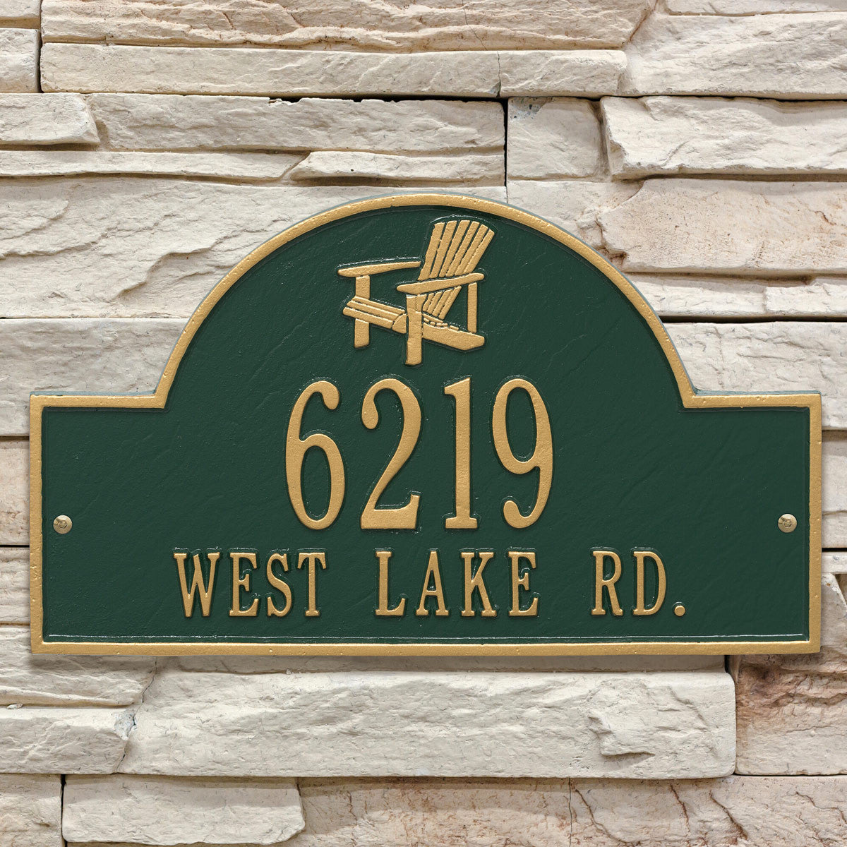 Green & Gold Personalized Adirondack Arch Plaque