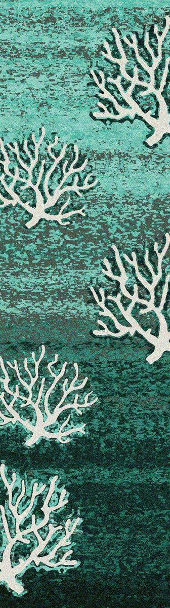 Aqua Coral Pattern Rug - 2 x 8